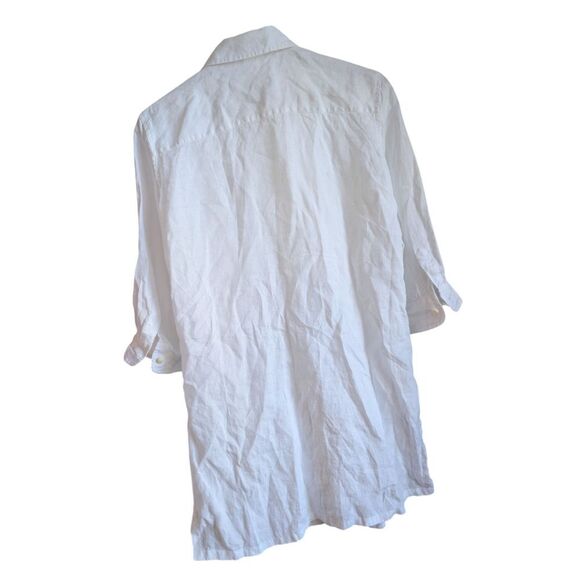 MaxMara White Pure Linen Tuxedo Style Tunic Shirt Medium - Picture 4 of 11